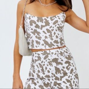 Glassons Cowprint Lace Up Corset Top
